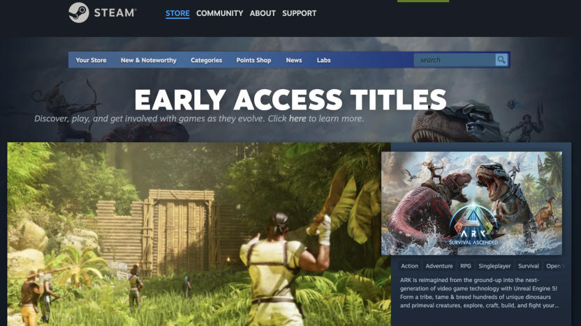 A screenshot of Valve's website.