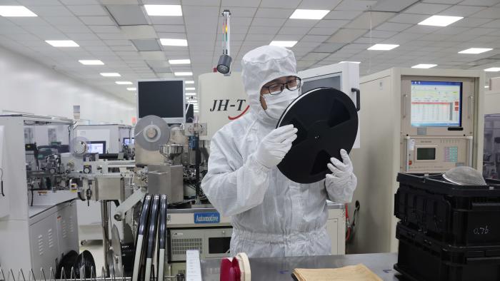 YANGXIN, CHINA - NOVEMBER 24 2024: A man works at a chipmaker of automobile semiconductors in Yangxin county in east China's Shandong province Sunday, Nov. 24, 2024. (Photo credit should read CHU BAORUI / Feature China/Future Publishing via Getty Images)